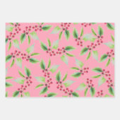 Roze Kerst Wrapping Papier Unieke Waterverf Inpakpapier Vel (Voorkant)