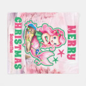 Roze Kerst Zeemeermin Gepersonaliseerde Kinder Naa Fleece Deken (Voorkant (Horizontaal))