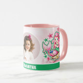 Roze Kerst Zeemeermin Kinder Foto Hot Chocolate Mok (Voorkant rechts)