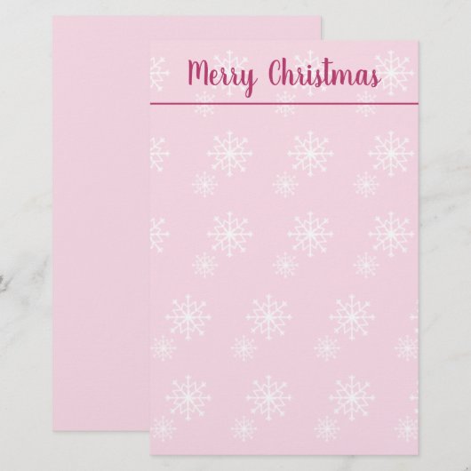 Roze kerstationery briefpapier (Voorkant / Achterkant)