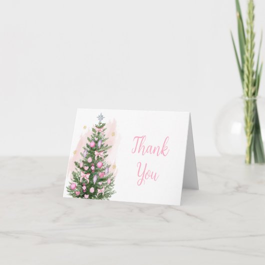 Roze kerstBaby shower Hartelijk dank Bedankkaart (Voorkant)