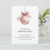 Roze Kerstbal Feest Kaart (Staand voorkant)
