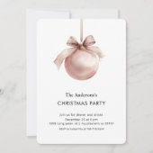 Roze Kerstbal Feest Kaart (Voorkant)