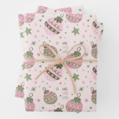 Roze Kerstbal Inpakpapier Vel (In situ)