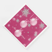 Roze Kerstbal Servet (Hoek)
