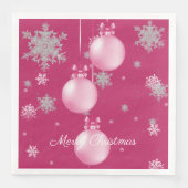 Roze Kerstbal Servet (Voorkant)