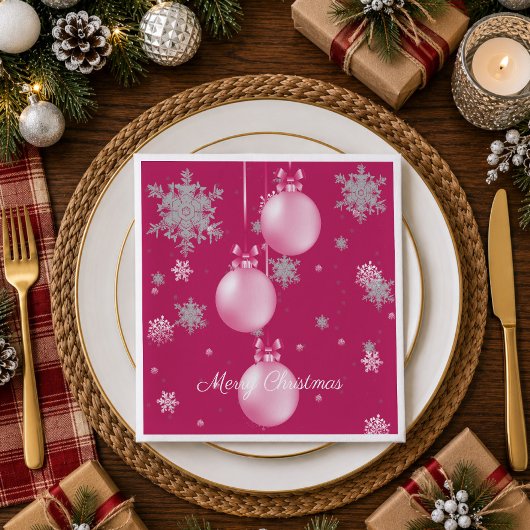 Roze Kerstbal Servet