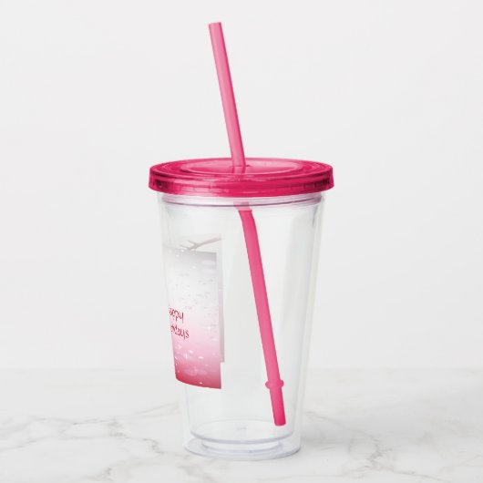 Roze Kerstbal Vakantie Acryl Tumbler Acryl Drinkbeker (Links)