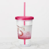 Roze Kerstbal Vakantie Acryl Tumbler Acryl Drinkbeker (Voorkant)