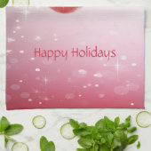 Roze Kerstbal Vakantie Keuken Handdoek (Gevouwen)