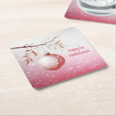 Roze Kerstbal Vakantie Papieren Onderzetter (Schuin)