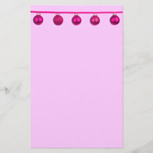 Roze kerstballen aan een lint kerststationery briefpapier