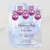 Roze kerstballen kaart (Voorkant / Achterkant)