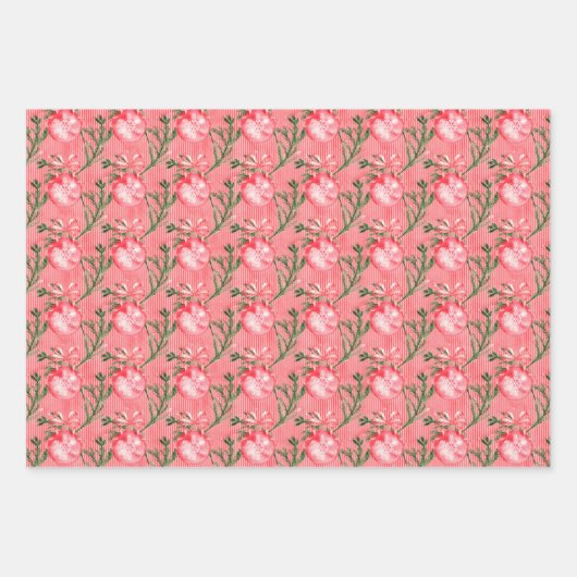 Roze kerstballen met strips inpakpapier vel (Voorkant 2)