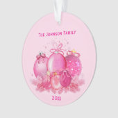 Roze Kerstballen Ornament (voorkant)