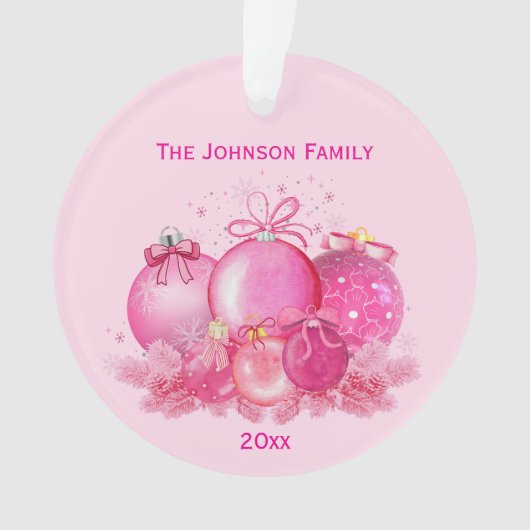 Roze Kerstballen Ornament (voorkant)