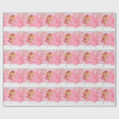 Roze kerstballerina dansen in de sneeuw cadeaupapier (Vlak)