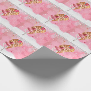 Roze kerstballerina dansen in de sneeuw cadeaupapier