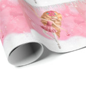 Roze kerstballerina dansen in de sneeuw cadeaupapier (Rol Hoek)