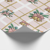  roze kerstbellen cadeaupapier (Hoek)