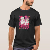 Roze Kerstbemanning Sneeuwman Met Candy Cane Xmas  T-shirt (Voorkant)