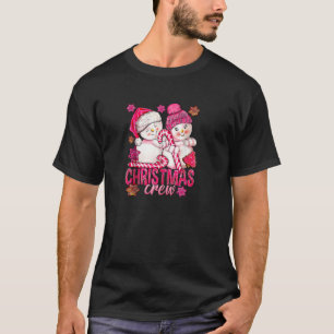 Roze Kerstbemanning Sneeuwman Met Candy Cane Xmas  T-shirt