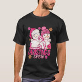 Roze Kerstbemanning Sneeuwman Met Candy Cane Xmas  T-shirt (Voorkant)