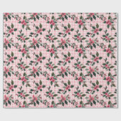 Roze kerstbloem inpakpapier (Vlak)