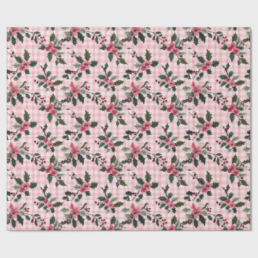 Roze kerstbloem inpakpapier (Vlak)