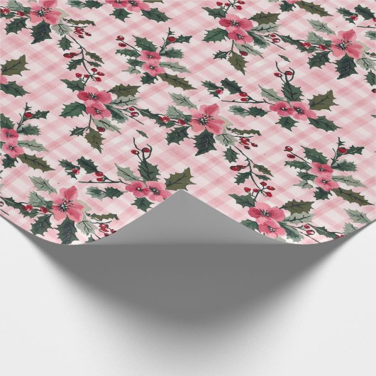 Roze kerstbloem inpakpapier (Hoek)