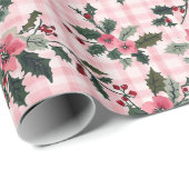 Roze kerstbloem inpakpapier (Rol Hoek)