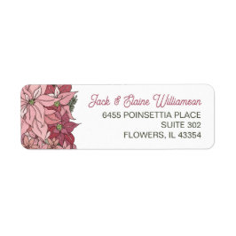 Roze kerstbloemen retouradres etiket