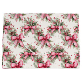 Roze kerstbogen groot cadeauzakje