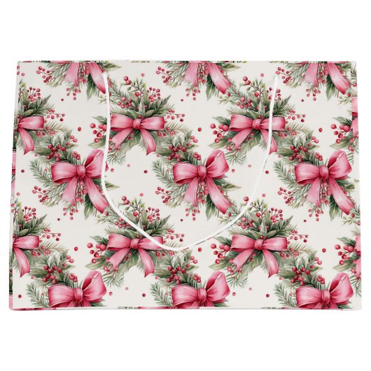 Roze kerstbogen groot cadeauzakje (Voorkant)