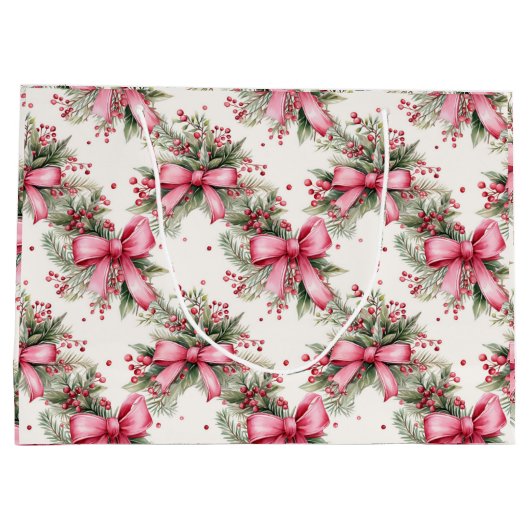 Roze kerstbogen groot cadeauzakje (Achterkant)