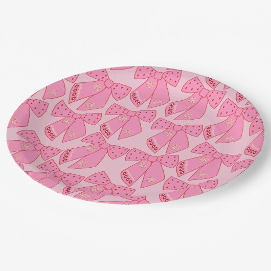 Roze kerstbogen papieren bordje (Gekanteld)