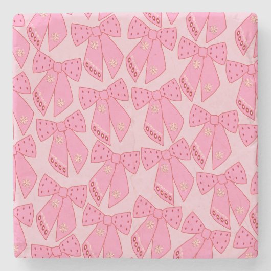 Roze kerstbogen stenen onderzetter (Voorkant)
