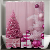 roze kerstbomen achtergrond douchegordijn