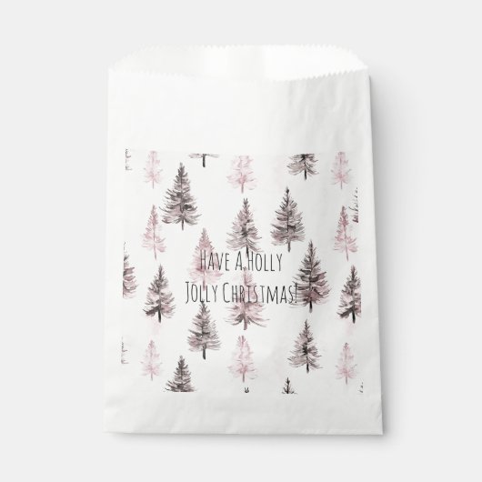 Roze Kerstbomen Bedankzakje (Voorkant)