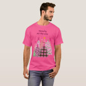 Roze kerstbomen Borstkanker overlevenden T-shirt (Voorkant volledig)