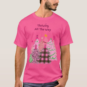 Roze kerstbomen Borstkanker overlevenden T-shirt
