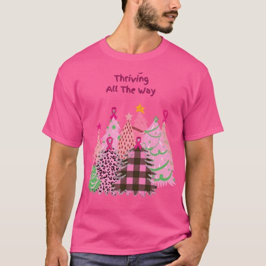 Roze kerstbomen Borstkanker overlevenden T-shirt (Voorkant)