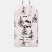 Roze Kerstbomen Cadeaulabel (Voorkant)