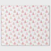 Roze kerstbomen cadeaupapier (Vlak)