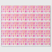 Roze kerstbomen cadeaupapier (Vlak)