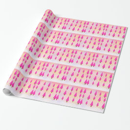Roze kerstbomen cadeaupapier