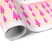 Roze kerstbomen cadeaupapier (Rol Hoek)