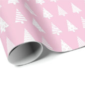 Roze kerstbomen cadeaupapier (Rol Hoek)