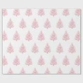 Roze Kerstbomen Cadeaupapier (Vlak)