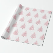 Roze Kerstbomen Cadeaupapier (Uitgerold)